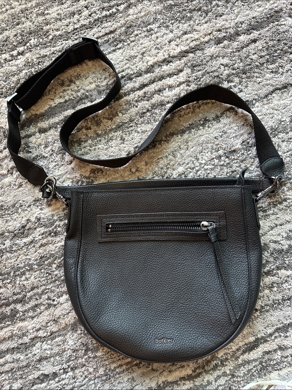 Bolkier Beatrice Saddle Black Leather Crossbody Bag